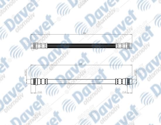 WBH0058 Fren Hortumu Arka Sol-Sag 280mm Dacia Logan (Ls) 2004-2012 / Dacia Duster 2010- / Dacia Sandero 2008-2013 / Renault Express (F40,G40) 1985-1998 / Renault Laguna I (B56,556) 1993-2001